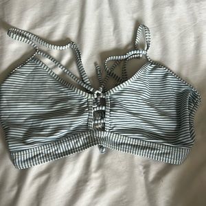 Belk blue and white bathing suit top